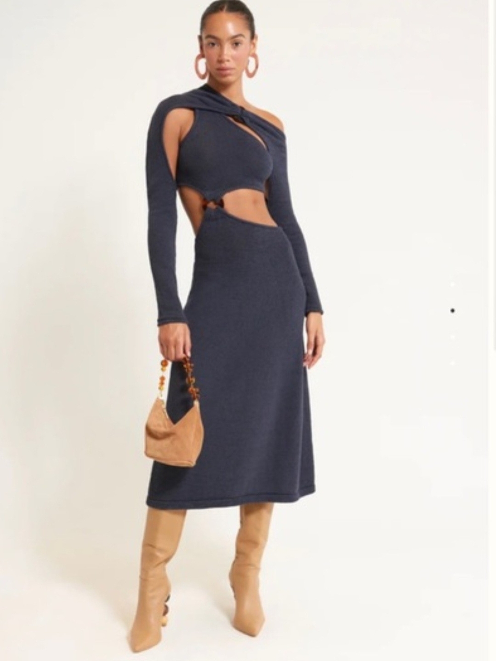 Cult Gaia Denice Knit Midi Dress in Dark Navy
